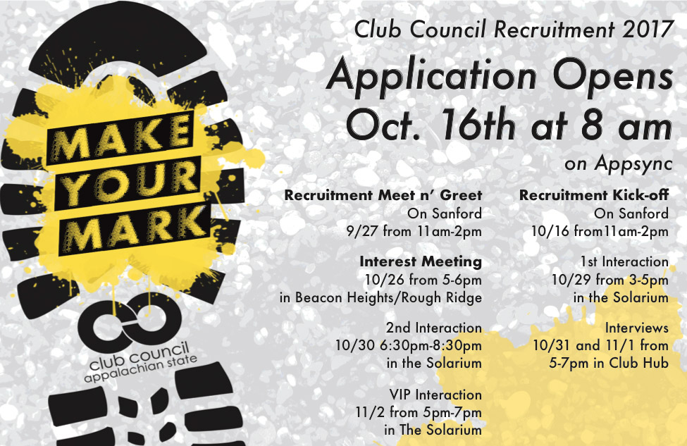 Club Council Fall 2017 Recruitment Schedule